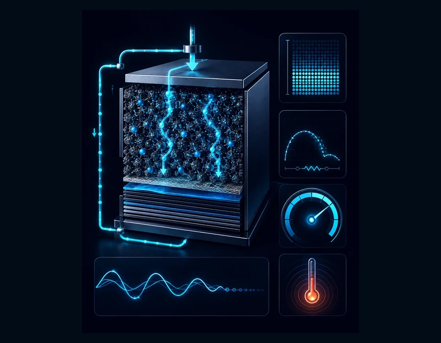 Battery test graphic representing gradual, measurable ageing.